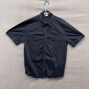 Under Gear Shirt Mens Large Black Button Up Western Stretch Short Sleeve Top
